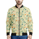 Watercolor Music Notes Pattern Print Men's Bomber Jacket