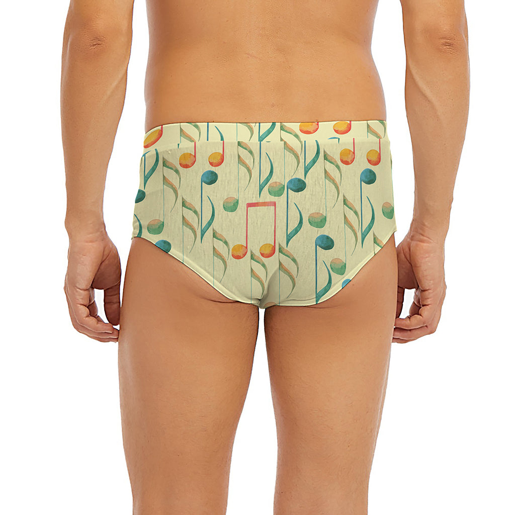 Watercolor Music Notes Pattern Print Men's Briefs