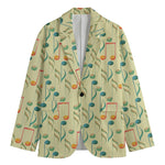 Watercolor Music Notes Pattern Print Men's Cotton Blazer