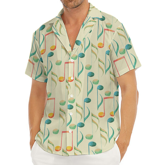 Watercolor Music Notes Pattern Print Men's Deep V-Neck Shirt