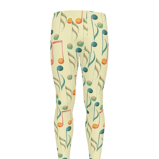 Watercolor Music Notes Pattern Print Men's leggings