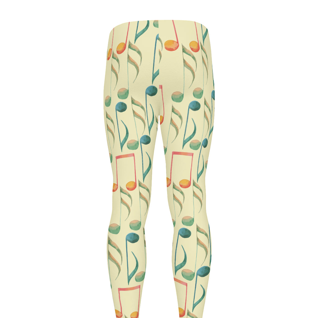 Watercolor Music Notes Pattern Print Men's leggings