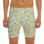 Watercolor Music Notes Pattern Print Men's Long Boxer Briefs