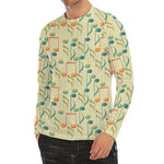 Watercolor Music Notes Pattern Print Men's Long Sleeve Rash Guard