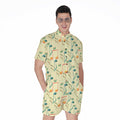 Watercolor Music Notes Pattern Print Men's Romper