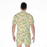 Watercolor Music Notes Pattern Print Men's Rompers