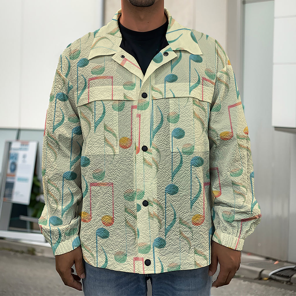 Watercolor Music Notes Pattern Print Men's Shirt Jacket