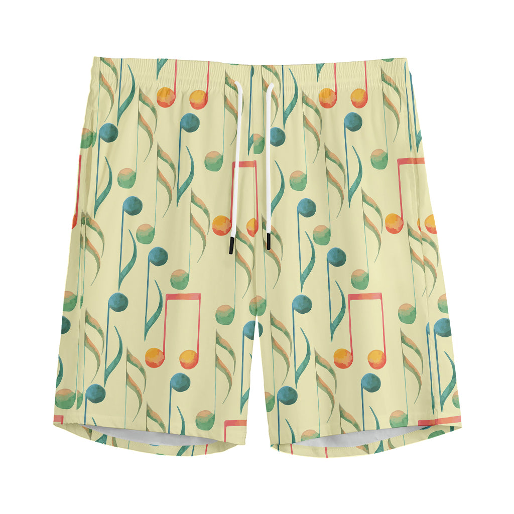 Watercolor Music Notes Pattern Print Men's Sports Shorts