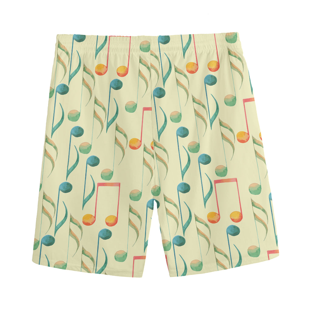 Watercolor Music Notes Pattern Print Men's Sports Shorts