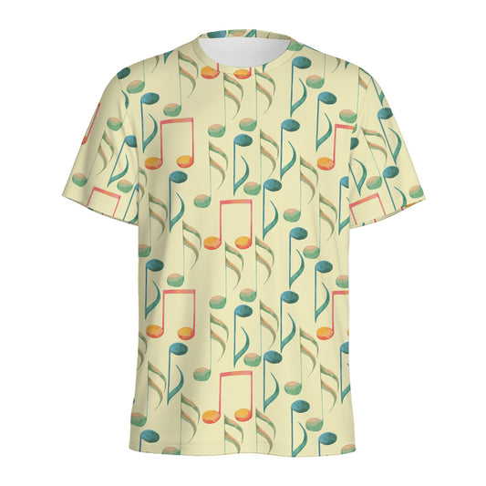 Watercolor Music Notes Pattern Print Men's Sports T-Shirt