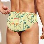 Watercolor Music Notes Pattern Print Men's Swim Briefs
