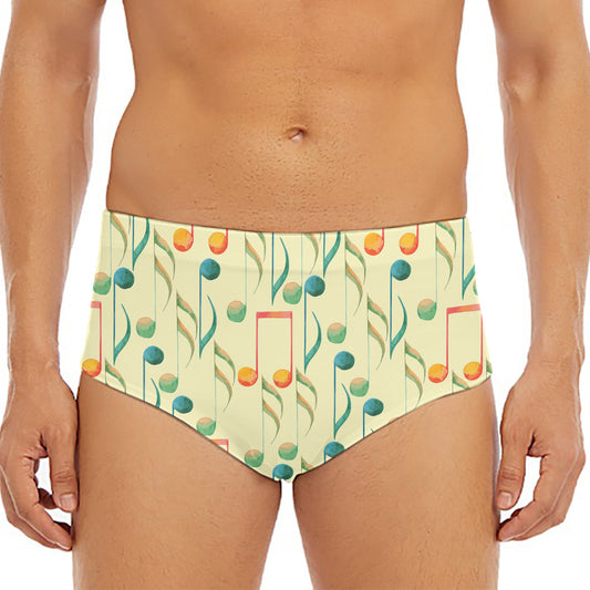 Watercolor Music Notes Pattern Print Men's Triangle Swim Briefs