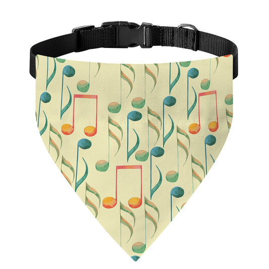 Watercolor Music Notes Pattern Print Over The Collar Dog Bandana