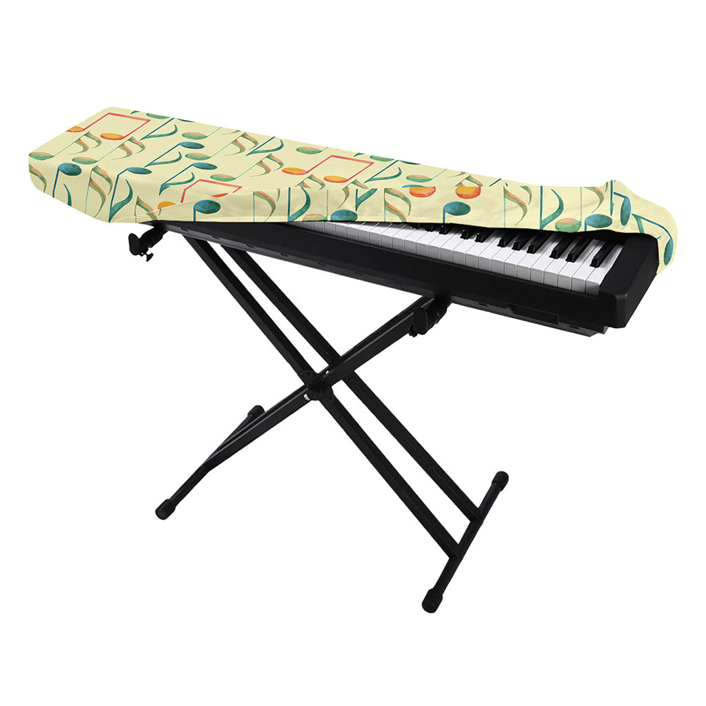 Watercolor Music Notes Pattern Print Piano Keyboard Cover