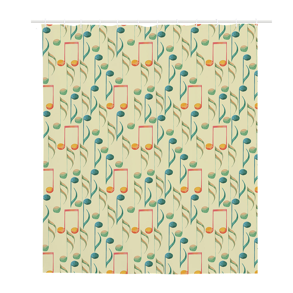Watercolor Music Notes Pattern Print Polyester Shower Curtain