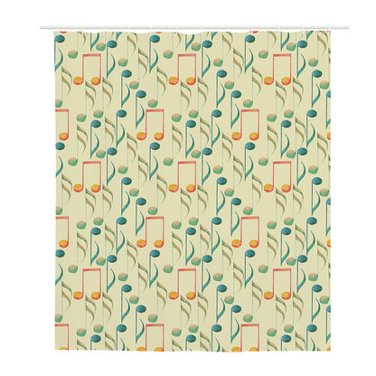 Watercolor Music Notes Pattern Print Polyester Shower Curtain