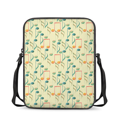 Watercolor Music Notes Pattern Print Rectangular Crossbody Bag