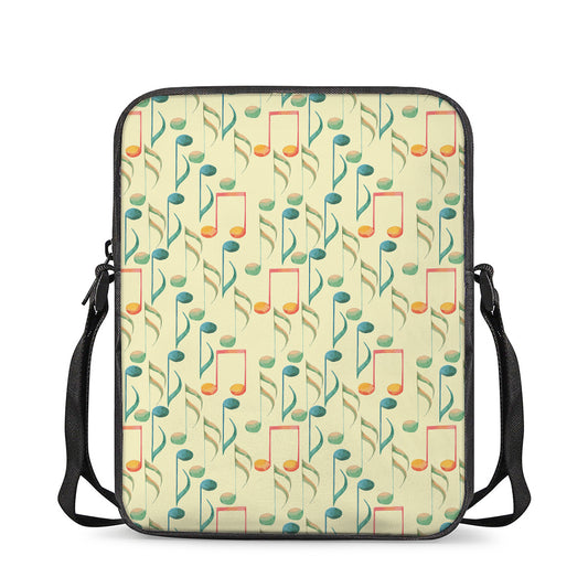 Watercolor Music Notes Pattern Print Rectangular Crossbody Bag