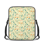 Watercolor Music Notes Pattern Print Rectangular Crossbody Bag