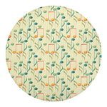 Watercolor Music Notes Pattern Print Round Blanket