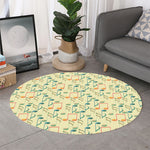 Watercolor Music Notes Pattern Print Round Rug