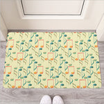 Watercolor Music Notes Pattern Print Rubber Doormat