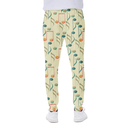 Watercolor Music Notes Pattern Print Scuba Joggers
