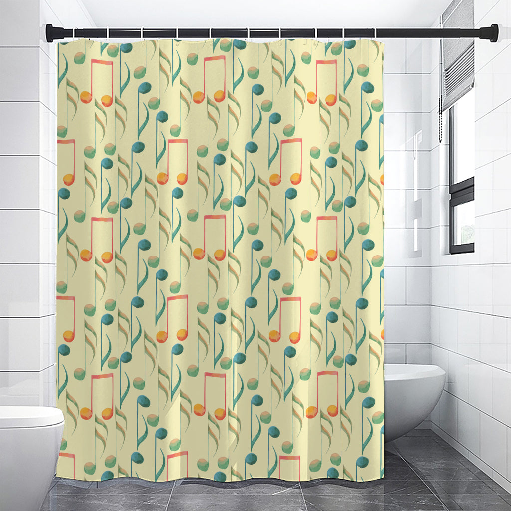 Watercolor Music Notes Pattern Print Shower Curtain