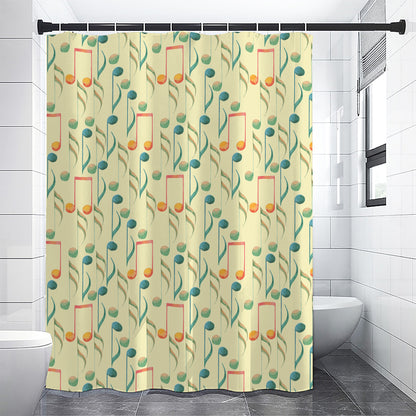 Watercolor Music Notes Pattern Print Shower Curtain