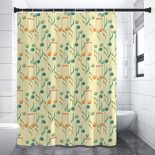 Watercolor Music Notes Pattern Print Shower Curtain