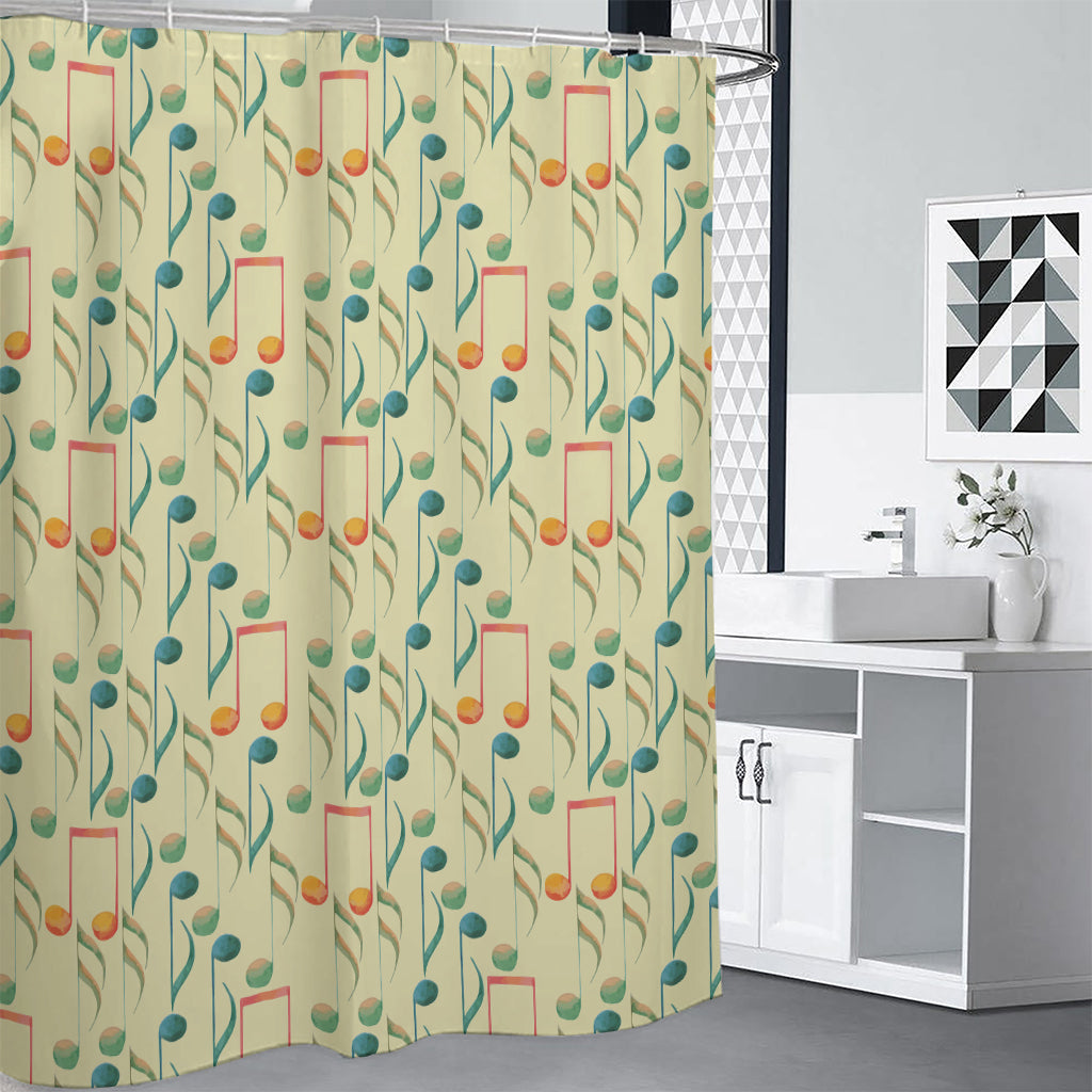 Watercolor Music Notes Pattern Print Shower Curtain
