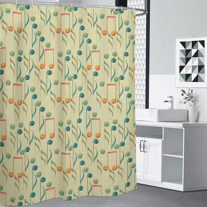 Watercolor Music Notes Pattern Print Shower Curtain