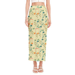 Watercolor Music Notes Pattern Print Side Slit Maxi Skirt