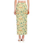 Watercolor Music Notes Pattern Print Side Slit Maxi Skirt