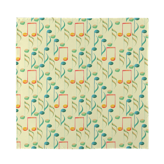 Watercolor Music Notes Pattern Print Silk Bandana