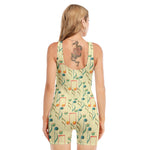 Watercolor Music Notes Pattern Print Sleeveless One Piece Swimsuit