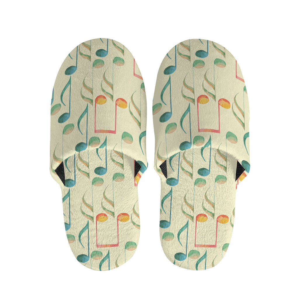 Watercolor Music Notes Pattern Print Slippers
