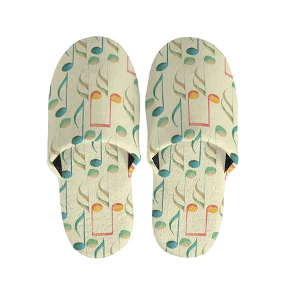 Watercolor Music Notes Pattern Print Slippers