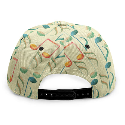 Watercolor Music Notes Pattern Print Snapback Cap