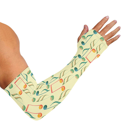 Watercolor Music Notes Pattern Print Sun Protection Arm Sleeves