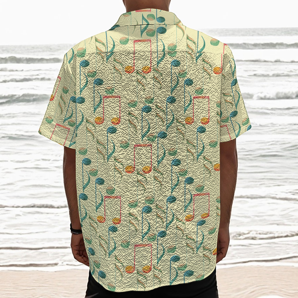 Watercolor Music Notes Pattern Print Textured Short Sleeve Shirt
