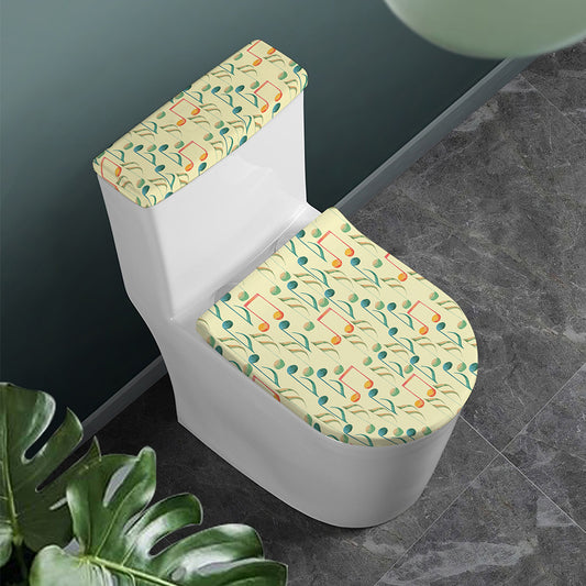 Watercolor Music Notes Pattern Print Toilet Lid And Tank Cover Set