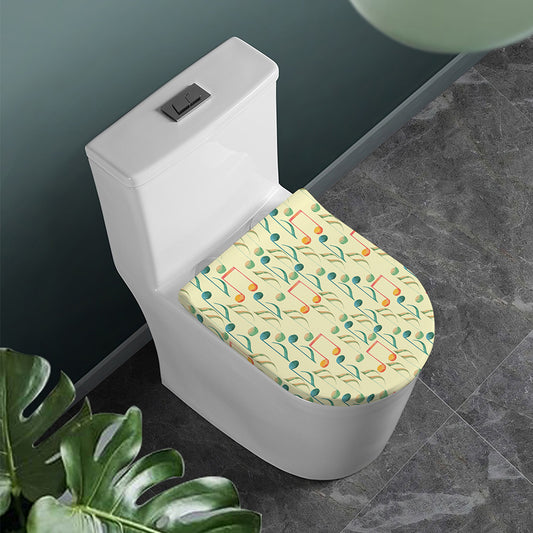 Watercolor Music Notes Pattern Print Toilet Lid Cover