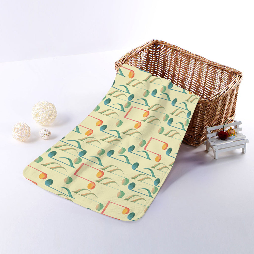 Watercolor Music Notes Pattern Print Towel
