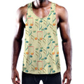 Watercolor Music Notes Pattern Print Men's Workout Tank Top