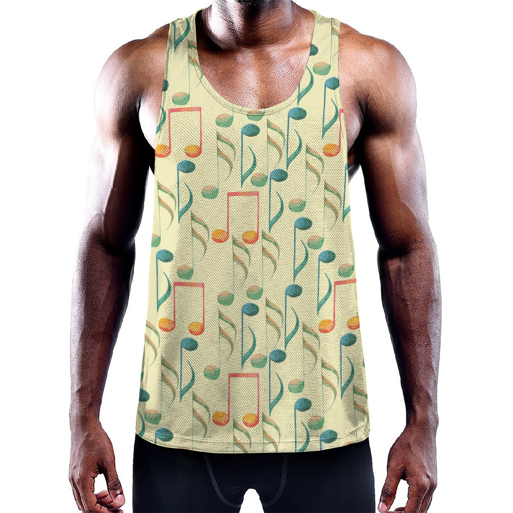 Watercolor Music Notes Pattern Print Training Tank Top