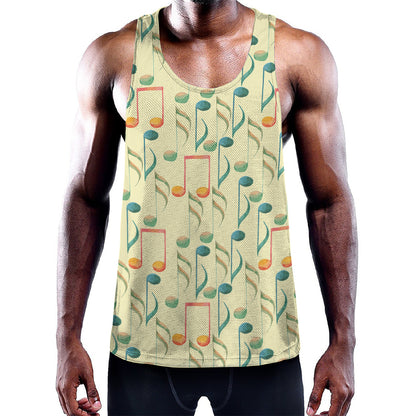 Watercolor Music Notes Pattern Print Training Tank Top