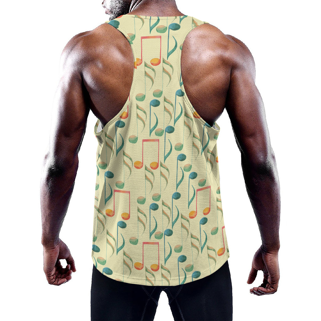 Watercolor Music Notes Pattern Print Training Tank Top