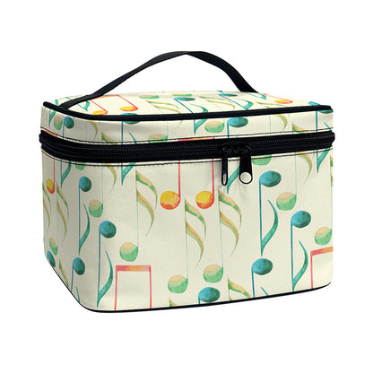 Watercolor Music Notes Pattern Print Travel Makeup Bag
