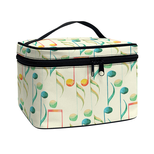 Watercolor Music Notes Pattern Print Travel Makeup Bag